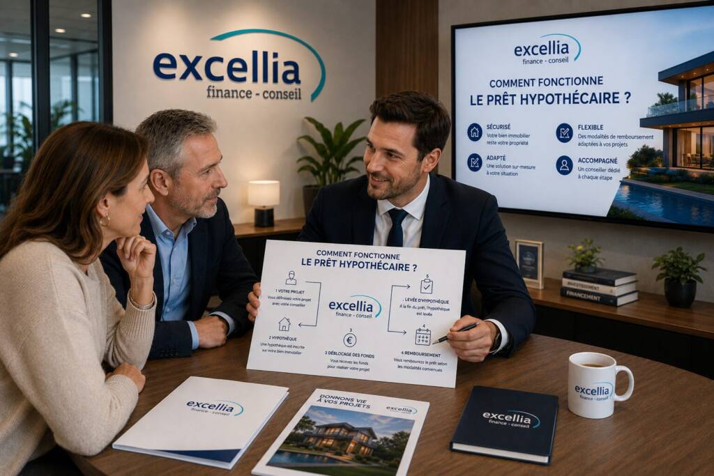 excellia finance explique a un couple comment fonctionne le prêt hypothécaire